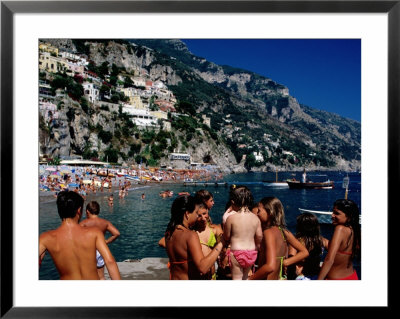 Children At Port, Spiaggia Grande, Positano, Italy by Dallas Stribley Pricing Limited Edition Print image