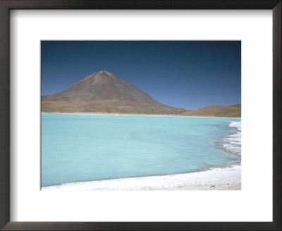 Laguna Verde With Mineral Flat Margin And Volcan Licancabur, 5960M, Southwest Highlands, Bolivia by Tony Waltham Pricing Limited Edition Print image