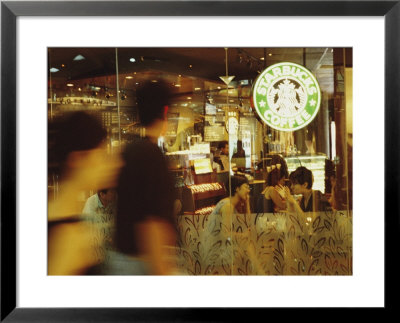 People At One Of The First Starbucks Coffee Shops To Open In Beijing by Eightfish Pricing Limited Edition Print image