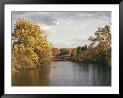 Fall Colors Surround A Covered Bridge by Stephen St. John Pricing Limited Edition Print image