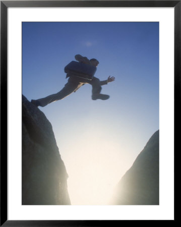 Business Man Leaping Across by Kevin Leigh Pricing Limited Edition Print image