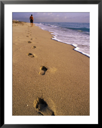Male Beachcomber, Footprints In The Sand by Jeff Greenberg Pricing Limited Edition Print image