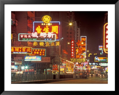 Neon Lights At Night, Nathan Road, Hong Kong, China by Brent Bergherm Pricing Limited Edition Print image