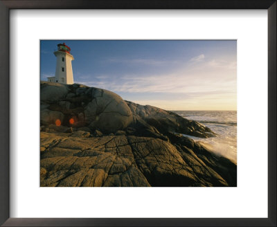 A Twilight View Of The Peggys Cove Lighthouse Atop Smooth Rock by Michael S. Lewis Pricing Limited Edition Print image