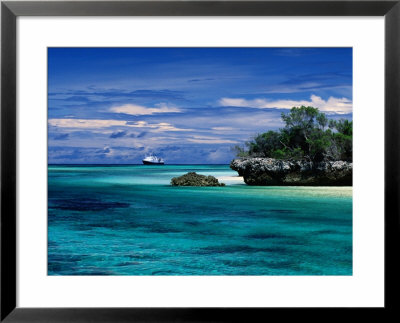 Expedition Ship Nearing Island, Seychelles by Ralph Lee Hopkins Pricing Limited Edition Print image