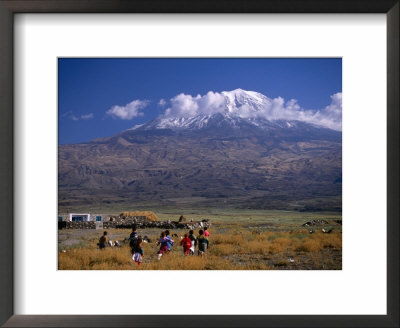 Children Running And Mt. Ararat, Agri, Turkey by Izzet Keribar Pricing Limited Edition Print image