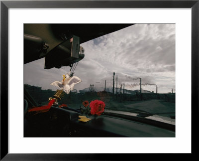 View From Inside A Car Of Smokestacks Spewing Pollution Into The Air by Randy Olson Pricing Limited Edition Print image