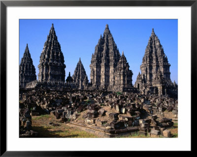 Khmer Architecture At Ancient Site Of Prambanan, Central Java, Indonesia by Glenn Beanland Pricing Limited Edition Print image