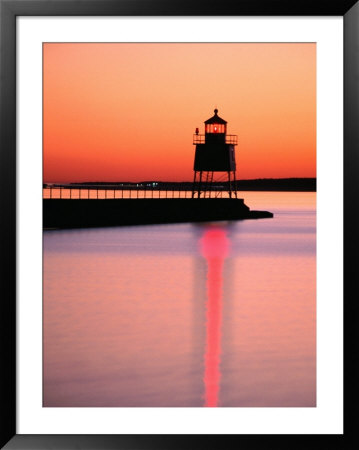 Two Harbors Breakwater Lighthouse Silhouetted At Sunset, Lake Superior, Two Harbours, Usa by Richard Cummins Pricing Limited Edition Print image