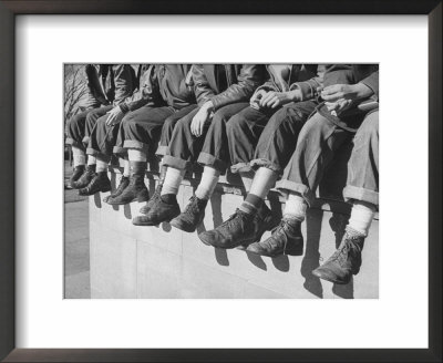 Boys Sporting Their Latest Fad Of Wearing G.I. Shoes Which They Call My Old Lady's Army Shoes by Alfred Eisenstaedt Pricing Limited Edition Print image