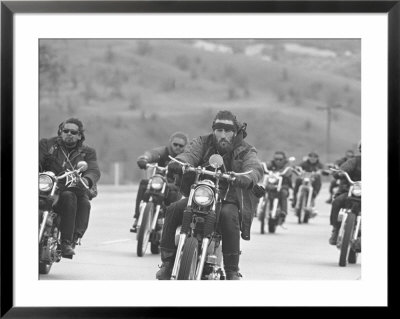 Hell's Angels Motorcycle Gang Riding In A Pack On The Road by Bill Ray Pricing Limited Edition Print image