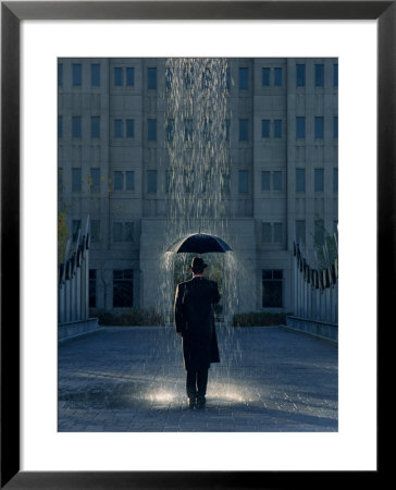 Man With Umbrella Under A Regional Rain by Joseph Hancock Pricing Limited Edition Print image