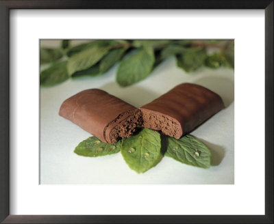 Chocolate Nutrition Bar On Mint Leaves by Chris Rogers Pricing Limited Edition Print image