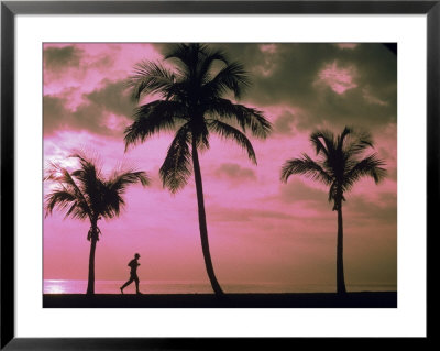 Silhouette Of Runner On Beach, Ft. Lauderdale, Fl by Maria Taglienti Pricing Limited Edition Print image