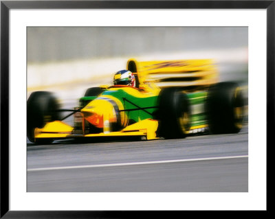 Yellow Race Car In Motion by Peter Walton Pricing Limited Edition Print image