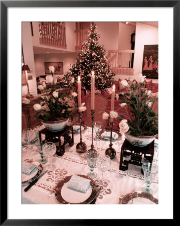 Table Setting And Christmas Tree by Lonnie Duka Pricing Limited Edition Print image