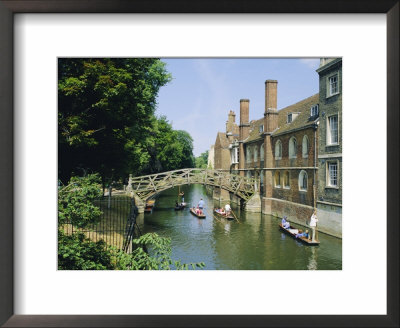 Mathematical Bridge And Punts, Queens College, Cambridge, England by Nigel Francis Pricing Limited Edition Print image