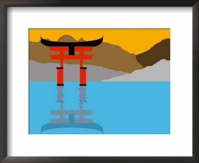 Illustration Of The Torii Gate Shrine (Itsukushima-Jingu), Miya Jima Island, Japan by Michael Kelly Pricing Limited Edition Print image