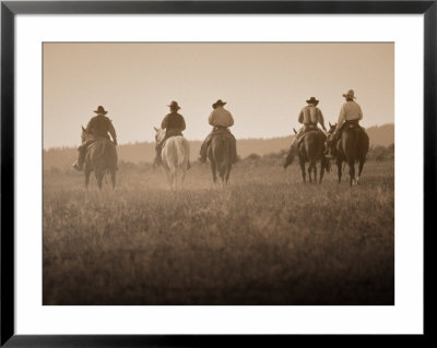 Sepia Effect Of Cowboys Riding, Seneca, Oregon, Usa by Nancy & Steve Ross Pricing Limited Edition Print image