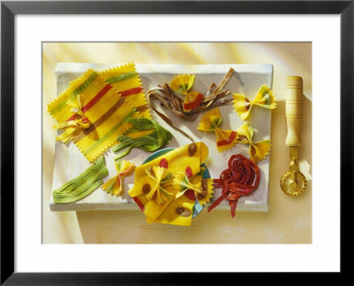 Various Colourful Home-Made Noodles With Pastry Wheel by Renato Marcialis Pricing Limited Edition Print image