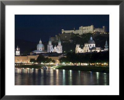 Cityscape With River Salzach At Night, Saltzburg, Austria by Charles Bowman Pricing Limited Edition Print image