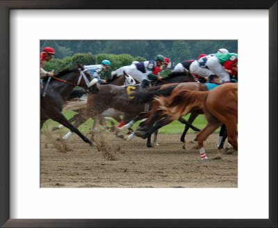 Race Horses In Action, Saratoga Springs, New York, Usa by Lisa S. Engelbrecht Pricing Limited Edition Print image