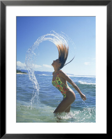 Woman In Bathing Suit Shaking Wet Hair by Brian Bielmann Pricing Limited Edition Print image