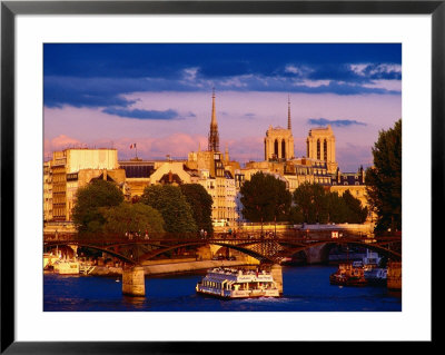 Cruise Boat On Seine River, Heading Under Pont Neuf Bridge, Paris, France by Richard I'anson Pricing Limited Edition Print image