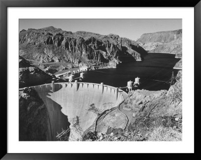 View Of Boulder Dam, 726 Ft. High With Lake Mead, 115 Miles Long, Stretching Out In The Background by Andreas Feininger Pricing Limited Edition Print image