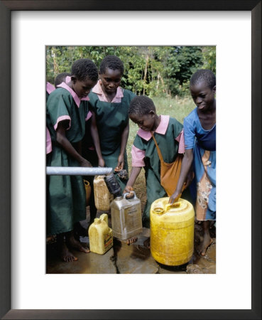 School Children At Water Pump, Kenya, East Africa, Africa by Liba Taylor Pricing Limited Edition Print image