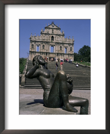Statue And St. Paul's Cathedral, Macau, China by Charles Bowman Pricing Limited Edition Print image