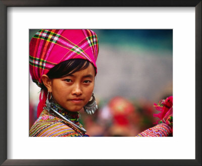 Ethnic Flowery H'mong Woman At Weekly Market In Vietnam's North, Can Cau, Lao Cai, Vietnam by Stu Smucker Pricing Limited Edition Print image