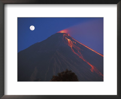 Siau Volcano Erupting With Moon Behind, N Sulawesi, Indonesia by Jurgen Freund Pricing Limited Edition Print image