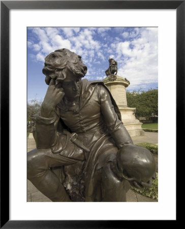Statue Of Hamlet With William Shakespeare Behind, Stratford Upon Avon, Warwickshire, England by David Hughes Pricing Limited Edition Print image