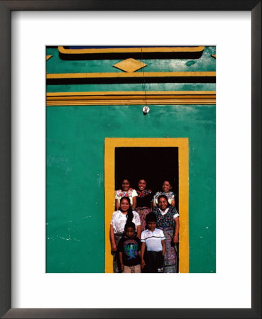 Painted House With Children Posing In The Doorway, Momostenango, Totonicapan, Guatemala by Jeffrey Becom Pricing Limited Edition Print image