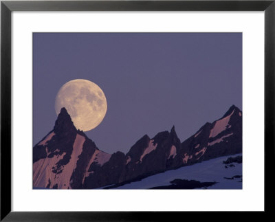 Full Moon Rises Behind Chugach Mountains, Alaska, Usa by Paul Souders Pricing Limited Edition Print image