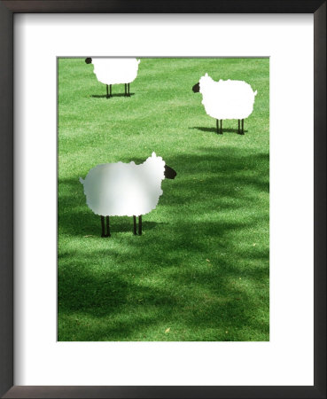 Sheep On Lawn As Decoration, Perfect Striped Lawn by Georgia Glynn-Smith Pricing Limited Edition Print image