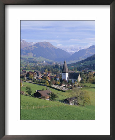 Saanen Village Church In Foreground, Switzerland by Richard Ashworth Pricing Limited Edition Print image