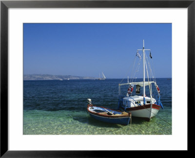 Greek Boats, Kalami Bay, Corfu, Ionian Islands, Greece, Europe by Kathy Collins Pricing Limited Edition Print image