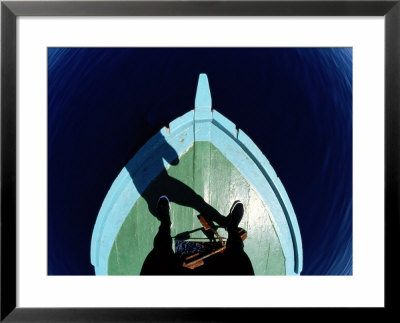 Wide-Angle View Of A Diver Standing At The Bow Of A Boat by Wolcott Henry Pricing Limited Edition Print image