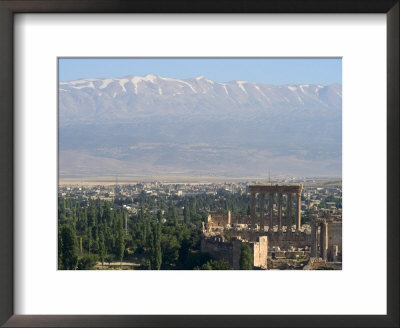 Snow Capped Mountains Of The Anti-Lebanon Range Behind The Roman Archaeological Site, Lebanon by Christian Kober Pricing Limited Edition Print image
