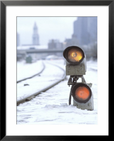 Railroad Track Signals, Winter by John Coletti Pricing Limited Edition Print image