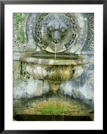 Small Classical Lion Head Water Spout Into Stone Urn And Pool, Bowood House, Wiltshire by Mark Bolton Pricing Limited Edition Print image