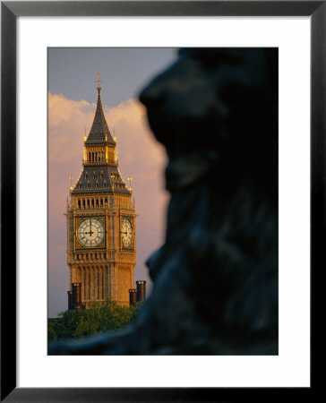 Big Ben And Lion Statue On Trafalgar Square, London, England by Lee Frost Pricing Limited Edition Print image