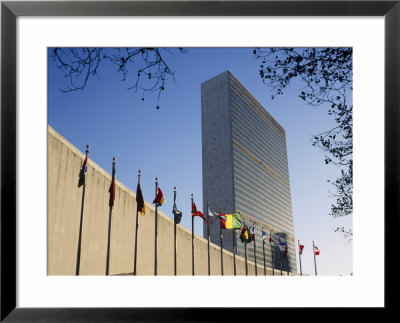 Line Of Flags Outside The United Nations Building, Manhattan, New York City, Usa by Nigel Francis Pricing Limited Edition Print image