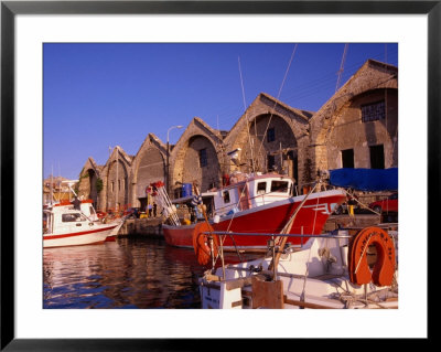 16Th Century Arsenali (Docks) With Fishing Boats Moored In Inner Harbour, Hania, Crete, Greece by Diana Mayfield Pricing Limited Edition Print image