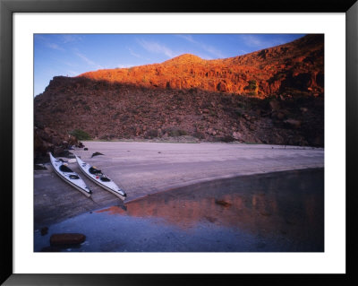 Sea Kayaks At A Island Camp At Sunset, Baja, Mexico by Bill Hatcher Pricing Limited Edition Print image