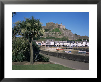Mount Orgueil Castle, Palms And Quayside, Gorey, Jersey, Channel Islands, United Kingdom by David Hunter Pricing Limited Edition Print image