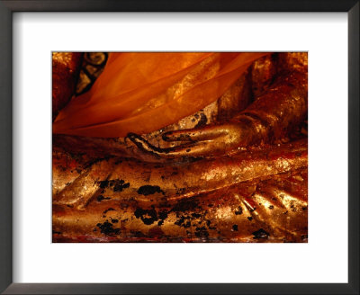 Detail Of Hand Of Gilded Buddha Statue At Wat Chong Lom, Samut Sakhon, Thailand by Tom Cockrem Pricing Limited Edition Print image