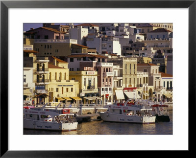 View Of Agio Nikolaos And Harbour, Agio Nikolaos, Island Of Crete, Greece, Mediterranean by Marco Simoni Pricing Limited Edition Print image